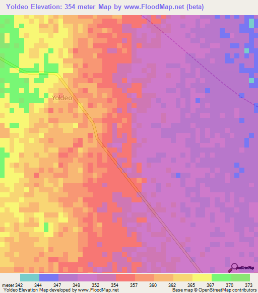 Yoldeo,Cameroon Elevation Map