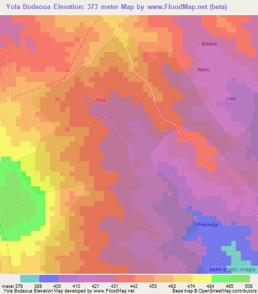 Yola Bodeoua,Cameroon Elevation Map