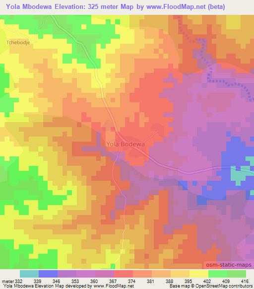 Yola Mbodewa,Cameroon Elevation Map