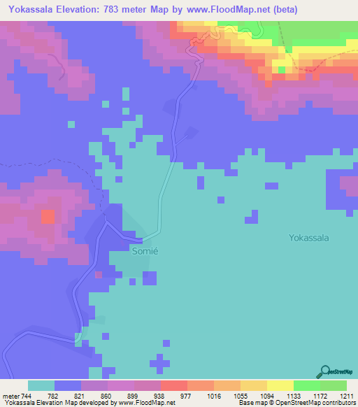 Yokassala,Cameroon Elevation Map