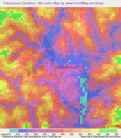 Yokadouma,Cameroon Elevation Map