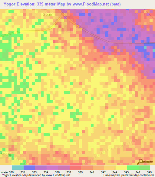 Yogor,Cameroon Elevation Map