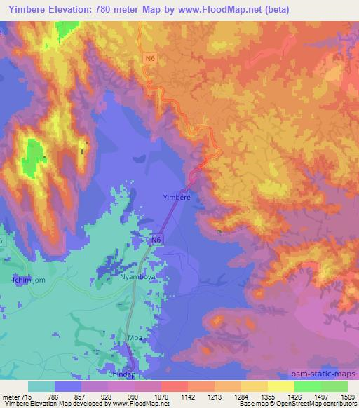 Yimbere,Cameroon Elevation Map