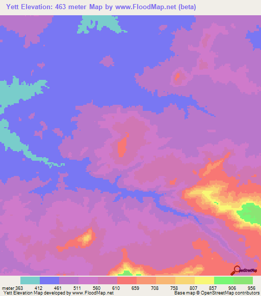 Yett,Cameroon Elevation Map