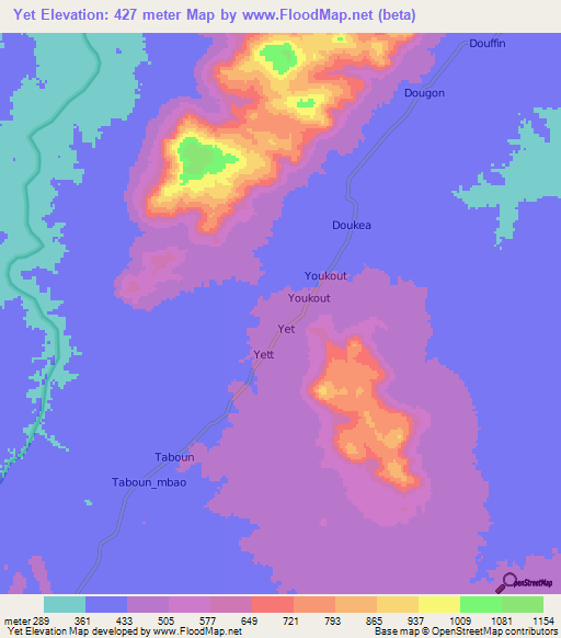 Yet,Cameroon Elevation Map