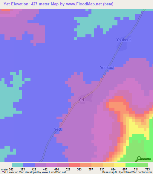 Yet,Cameroon Elevation Map