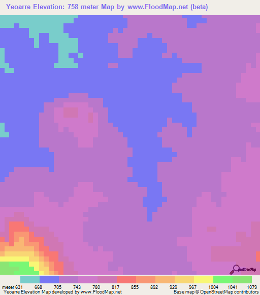 Yeoarre,Cameroon Elevation Map