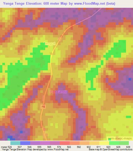 Yenga Tenge,Cameroon Elevation Map