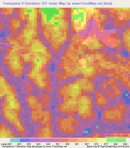 Yemeyema II,Cameroon Elevation Map