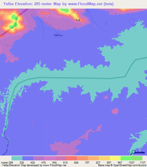 Yelba,Cameroon Elevation Map