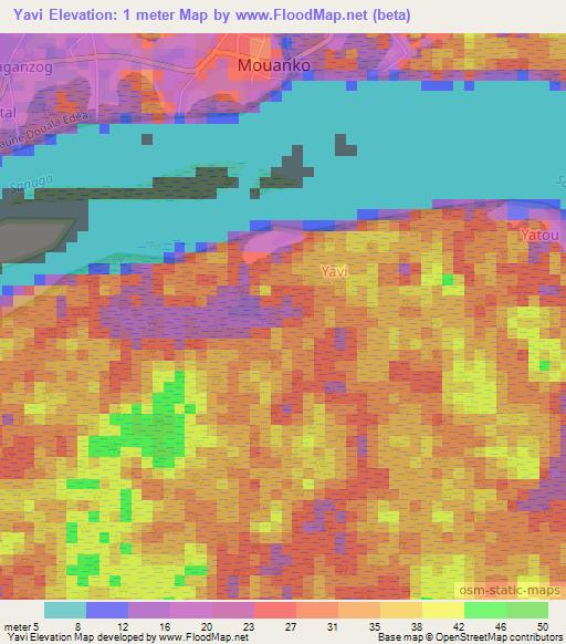 Yavi,Cameroon Elevation Map