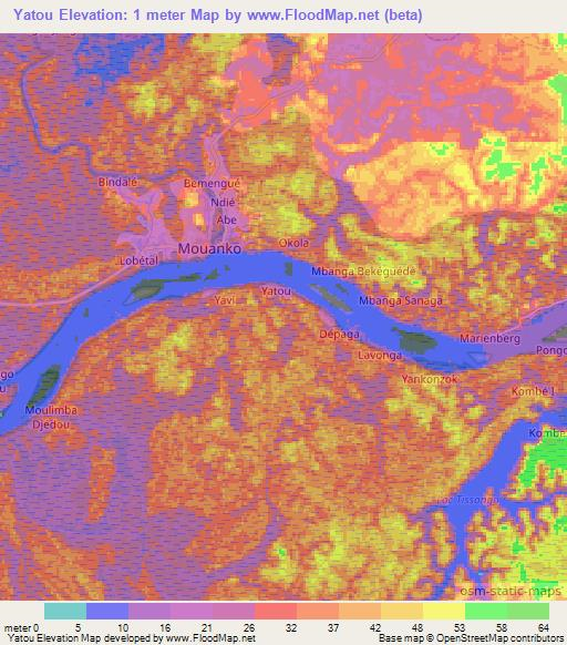 Yatou,Cameroon Elevation Map