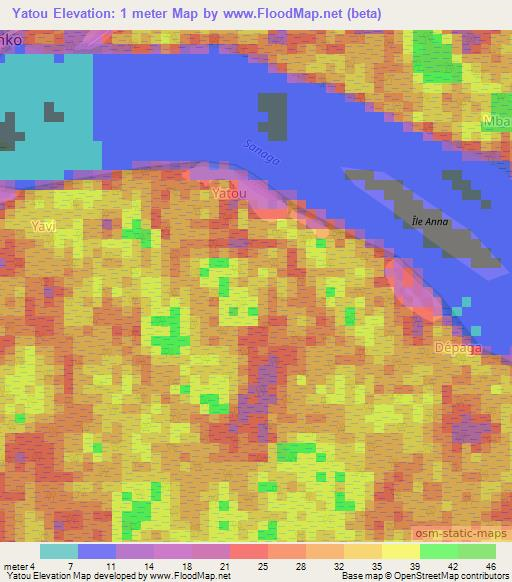 Yatou,Cameroon Elevation Map