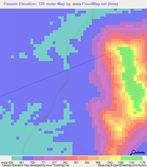 Yassem,Cameroon Elevation Map