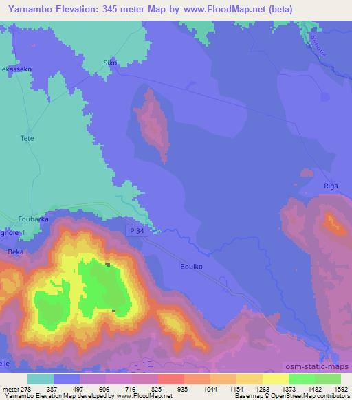 Yarnambo,Cameroon Elevation Map