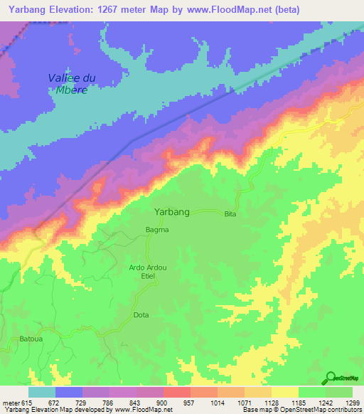 Yarbang,Cameroon Elevation Map