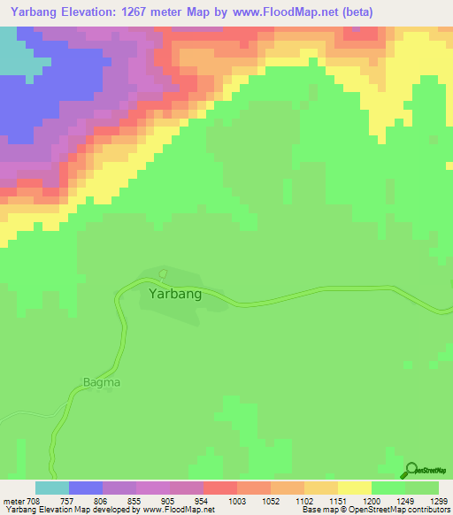 Yarbang,Cameroon Elevation Map