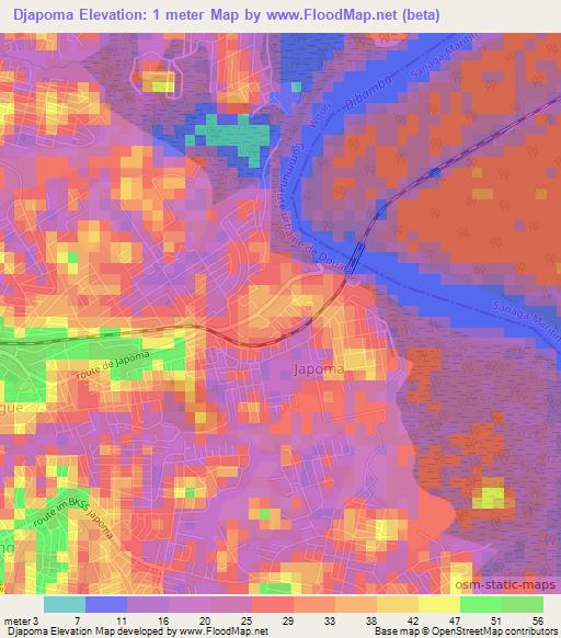 Djapoma,Cameroon Elevation Map