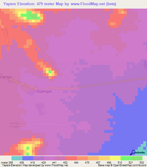 Yapere,Cameroon Elevation Map