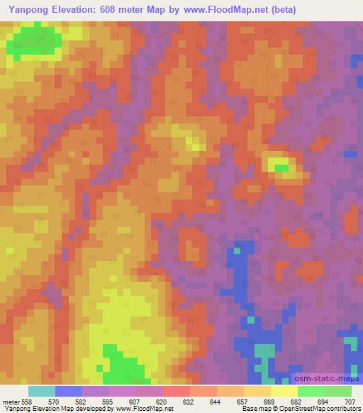 Yanpong,Cameroon Elevation Map