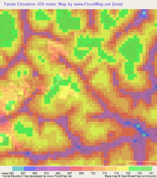 Yanda,Cameroon Elevation Map