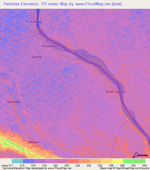 Yamtoka,Cameroon Elevation Map