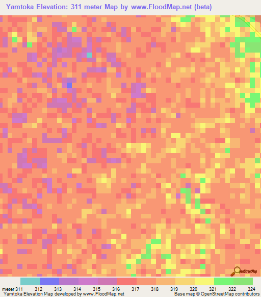 Yamtoka,Cameroon Elevation Map