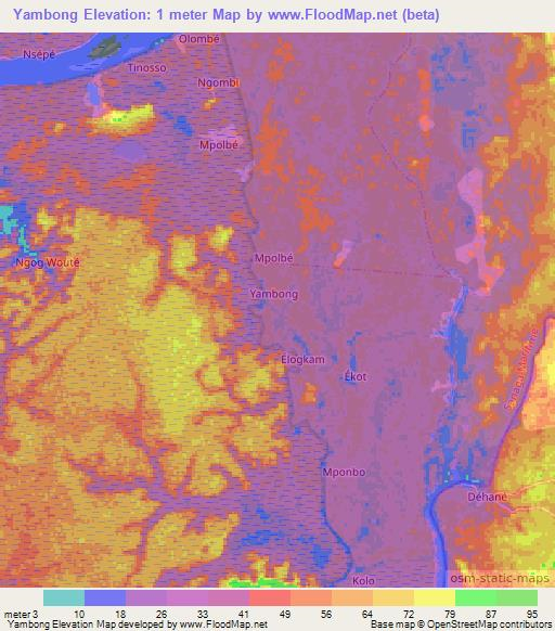 Yambong,Cameroon Elevation Map