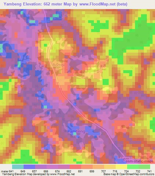 Yambeng,Cameroon Elevation Map