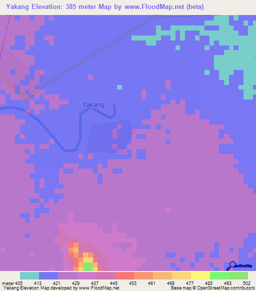 Yakang,Cameroon Elevation Map