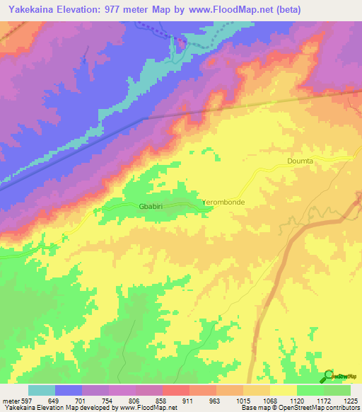 Yakekaina,Cameroon Elevation Map