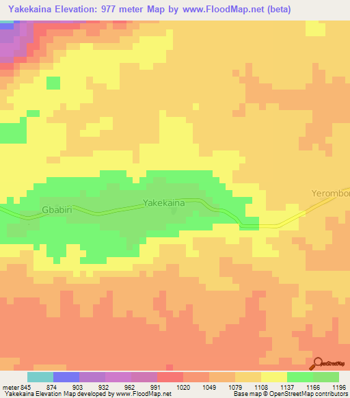 Yakekaina,Cameroon Elevation Map