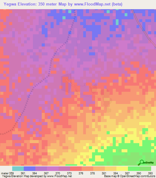 Yegwa,Cameroon Elevation Map