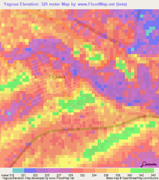 Yagoua,Cameroon Elevation Map