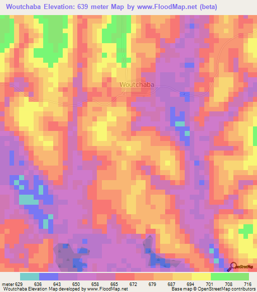 Woutchaba,Cameroon Elevation Map