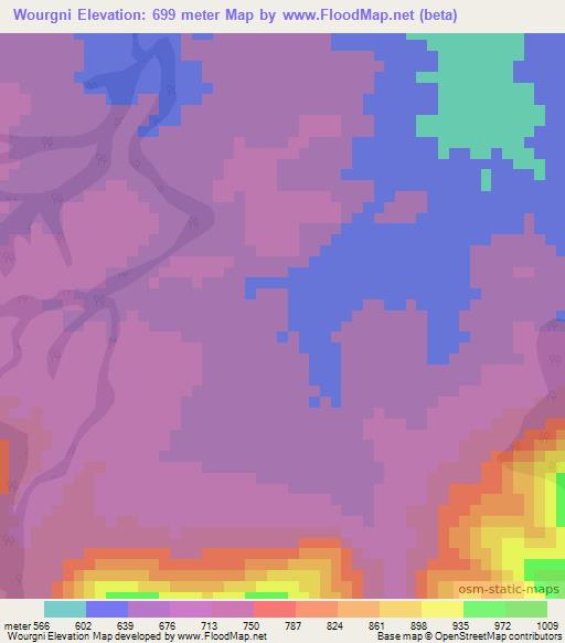 Wourgni,Cameroon Elevation Map