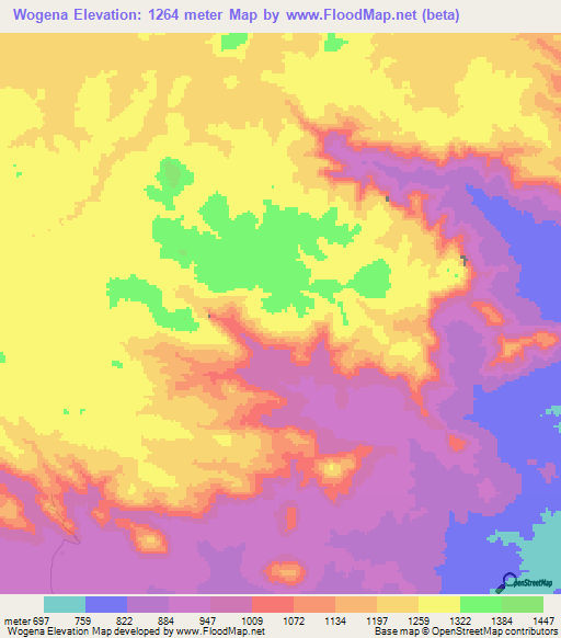 Wogena,Cameroon Elevation Map