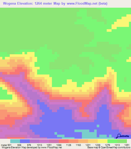 Wogena,Cameroon Elevation Map