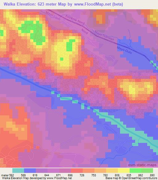 Walka,Cameroon Elevation Map