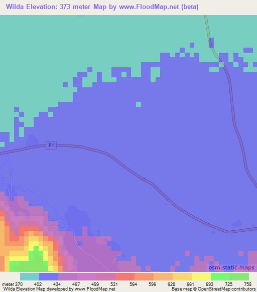 Wilda,Cameroon Elevation Map