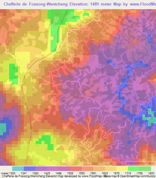 Chefferie de Fossong-Wentcheng,Cameroon Elevation Map