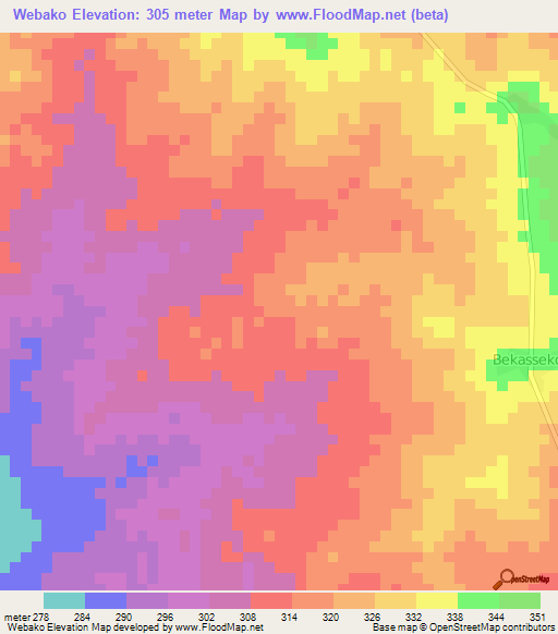 Webako,Cameroon Elevation Map