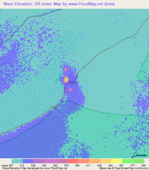 Waza,Cameroon Elevation Map