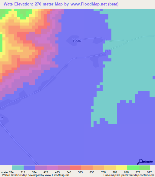 Wate,Cameroon Elevation Map