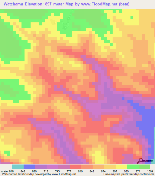 Watchama,Cameroon Elevation Map