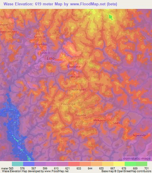 Wase,Cameroon Elevation Map