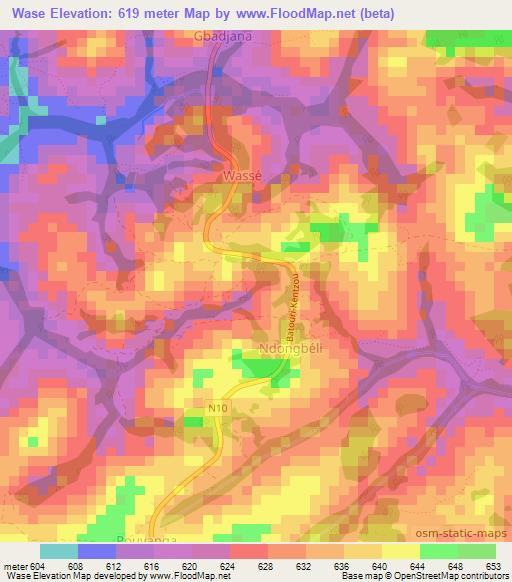 Wase,Cameroon Elevation Map