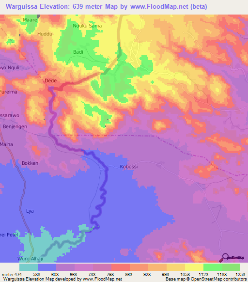 Warguissa,Cameroon Elevation Map