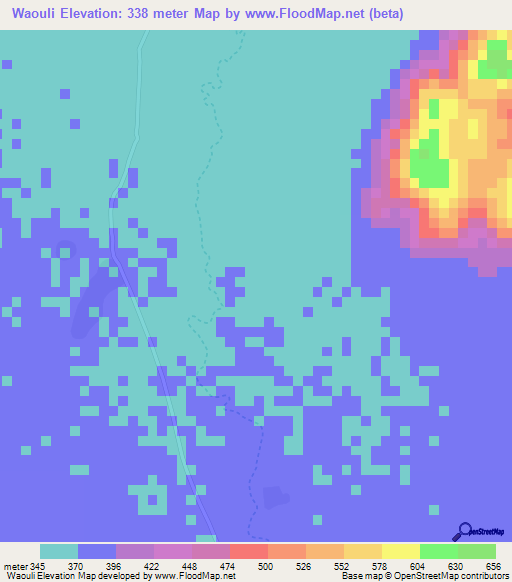 Waouli,Cameroon Elevation Map