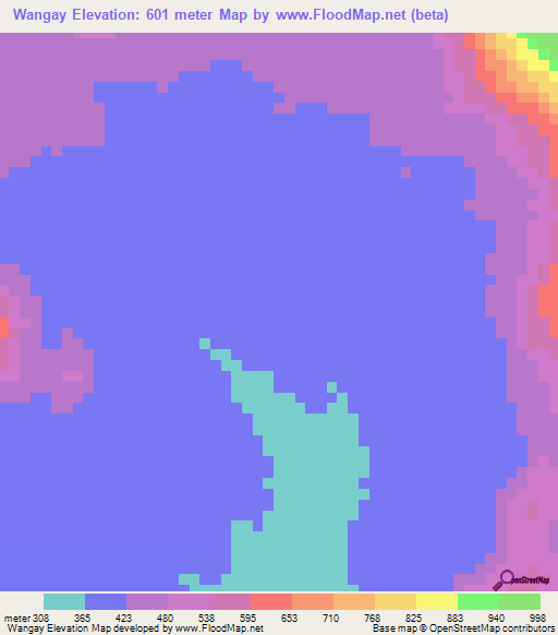 Wangay,Cameroon Elevation Map